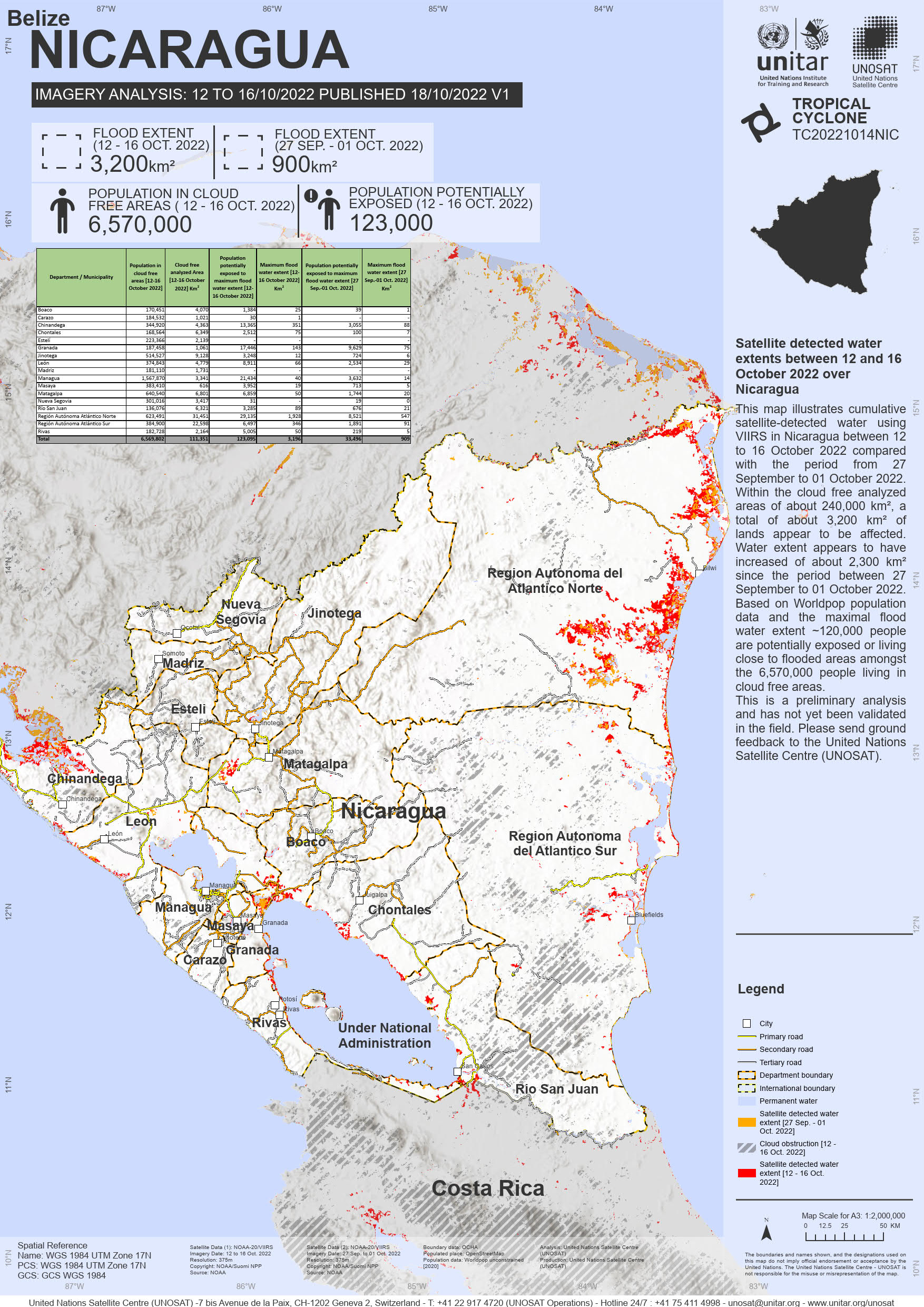 Static PDF Map Showcases HDX UNOSAT Population Exposure TC20221014NIC Nicaragua 16Oct2022 