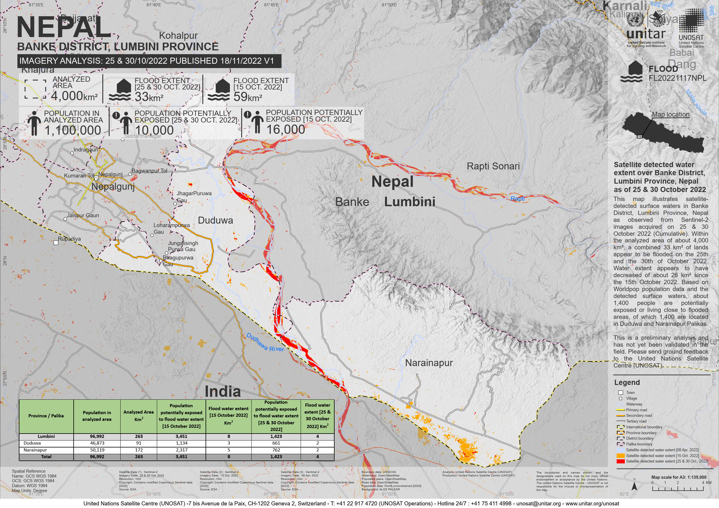 Static PDF Map Showcases Humanitarian Data Exchange   UNOSAT A3 Natural Landscape FL20221117NPL BankeDistrict Nepal 25 30Oct2022 